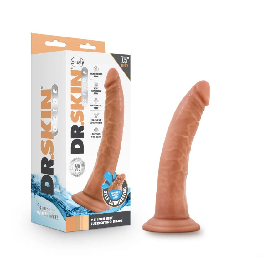 Dr. Skin Glide - 7.5 inch Self Lubricating Dildo (Mocha)