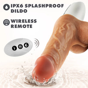 Dr. Skin Platinum Collection Silicone Dr. Hammer Rechargeable Thrusting Dildo with Handle and Remote Control