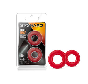 Stay Hard Donut Cock Rings -2 Pack (Red)