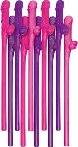 Bachelorette - 10 Dicky Sipping Straws (Pink / Purple)