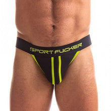 Load image into Gallery viewer, Sport Fucker Jersey Jock - Medium (Black/Black)
