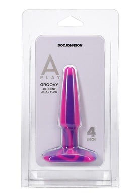 A-Play Groovy Silicone Anal Plug 4in - Fuschia - Magenta/Pink