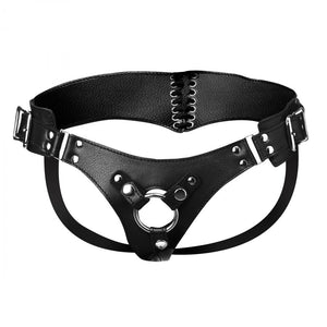 Leather Corset Back Strap On Dildo Harness