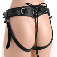 Load image into Gallery viewer, Leather Corset Back Strap On Dildo Harness
