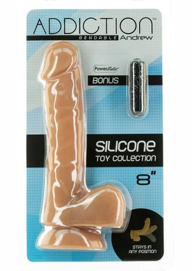 Addiction Andrew Silicone Bendable Dong - Caramel - 8in