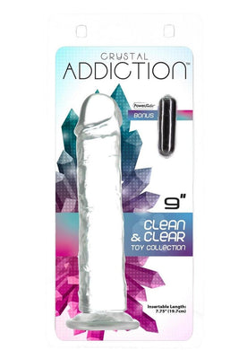 Addiction Crystal Addiction Vibrating Vertical Dong - Clear - 9in