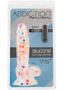 Addiction Party Marty Silicone Dildo with Balls - Multicolor - 7.5in