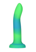 Load image into Gallery viewer, Addiction Rave Silicone Glow In The Dark Dildo - Blue/Glow In The Dark/Green - 8in
