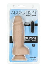 Load image into Gallery viewer, Addiction Roman Silicone Dildo with Bonus Bullet - Vanilla - 8in
