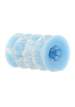 Load image into Gallery viewer, Addiction Silicone Glow In The Dark Masturbation Sleeve - Blue/White
