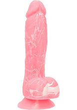 Load image into Gallery viewer, Addiction Toy Collection Brandon Silicone Glow In The Dark Dildo with Balls - Glow In The Dark/Pink - 7.5in
