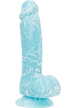 Load image into Gallery viewer, Addiction Toy Collection Luke Silicone Glow In The Dark Dildo with Balls - Blue/Glow In The Dark - 7.5in
