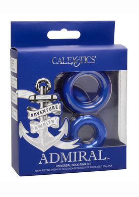 Admiral Universal Silicone Cock Ring - Blue - Set