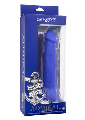 Admiral Vibrating Captain Rechargeable Silicone Dildo - Blue - 8in
