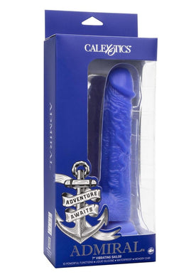 Admiral Vibrating Sailor Rechargeable Silicone Dildo - Blue - 7in
