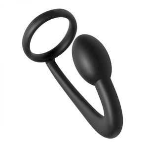 Silicone Cock Ring and Prostate Plug (Black)