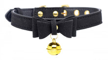 Load image into Gallery viewer, Golden Kitty Cat Bell Collar - Black/Gold
