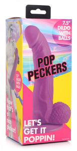 Pop Cock Dildo with Balls - 7.5 Inch (Purple)