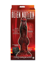 Load image into Gallery viewer, Alien Nation Fire Dragon Silicone Thrusting Dildo - Black/Red
