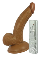 Load image into Gallery viewer, All American Mini Whoppers Vibrating Curved Dildo with Balls Latin - Caramel - 5in
