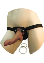 Load image into Gallery viewer, All American Whoppers Vibrating Dildo with Universal Harness Latin - Black/Caramel - 6.5in
