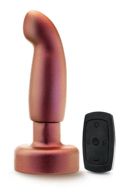 Anal Adventures Matrix Bionic Plug Rechargeable Silicone Anal Plug with Remote - Cosmic - Brown/Copper