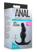Load image into Gallery viewer, Anal Adventures Platinum Stacked Silicone Butt Plug - Black
