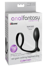 Load image into Gallery viewer, Anal Fantasy Collection Ass-Gasm Cock Ring Beginners Silicone Plug Slim - Black - 3.4in
