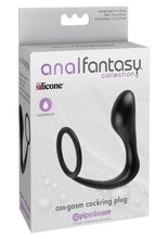 Load image into Gallery viewer, Anal Fantasy Collection Ass-Gasm Cock Ring Plug - Black - 4in
