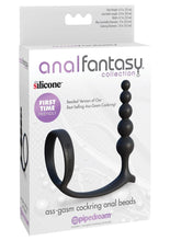 Load image into Gallery viewer, Anal Fantasy Collection Ass-Gasm Silicone Cockring Anal Beads - Black
