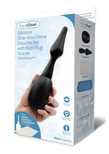 Load image into Gallery viewer, Aquaclean 150ml One Way Valve Douche with Butt Plug Nozzle - Black
