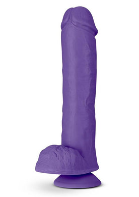 Au Naturel Bold Big John Dildo with Suction Cup and Balls - Purple - 11in
