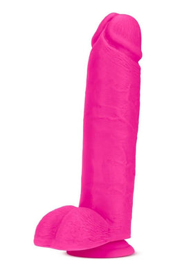 Au Naturel Bold Huge Dildo with Suction Cup and Balls - Pink - 10in