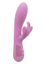 Load image into Gallery viewer, Aura Dual Flutter Rechargeable Silicone Rabbit Vibrator - Pink
