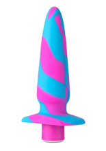 Load image into Gallery viewer, Avant Vibrotize Rechargeable Silicone Anal Plug - Fuchsia/Multicolor/Turquoise

