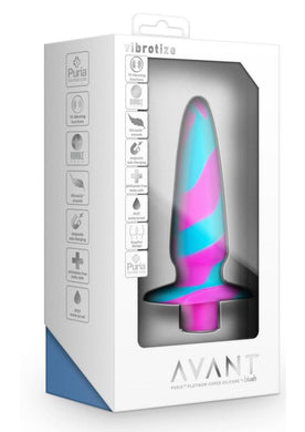 Avant Vibrotize Rechargeable Silicone Anal Plug - Fuchsia/Multicolor/Turquoise