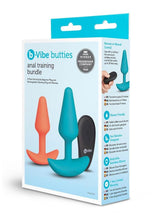 Load image into Gallery viewer, B-Vibe Butties Silicone Anal Training Set with Remote Control - Orange/Teal - 2 Pc
