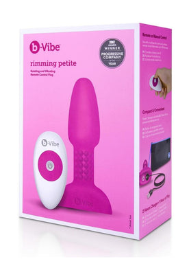 B-Vibe Rimming Petite Rechargeable Silicone Anal Plug with Remote - Fuchsia/Pink