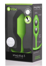 Load image into Gallery viewer, B-Vibe Snug Plug 3 Silicone Weighted Anal Plug - Green/Lime
