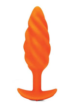 Load image into Gallery viewer, B-Vibe Swirl Textured Rechargeable Silicone Anal Plug - Orange
