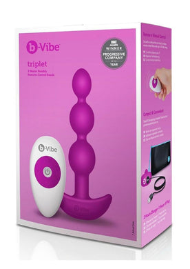 B-Vibe Triplet Anal Beads Rechargeable Silicone Beads with Remote Control - Fuchsia/Pink