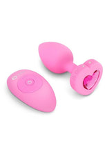 Load image into Gallery viewer, B-Vibe Vibrating Heart Shape Jewel Rechargeable Silicone Anal Plug with Remote - Pink - Medium/Small
