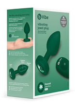 Load image into Gallery viewer, B-Vibe Vibrating Jewel Plug Rechargeable Silicone Anal Plug with Remote - Emerald/Green - Large/Medium
