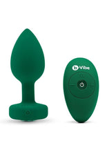 Load image into Gallery viewer, B-Vibe Vibrating Jewel Plug Rechargeable Silicone Anal Plug with Remote - Emerald/Green - Large/Medium
