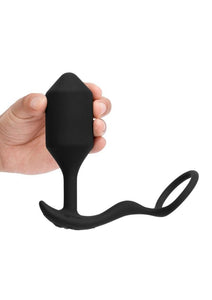 B-Vibe Vibrating Snug and Tug Rechargeable Silicone Cock Ring Andamp; Anal Plug