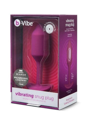 B-Vibe Vibrating Snug Plug 2 Rechargeable Silicone Anal Plug - Red/Rose