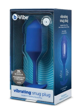 B-Vibe Vibrating Snug Plug 4 Rechargeable Silicone Anal Plug - Blue/Navy