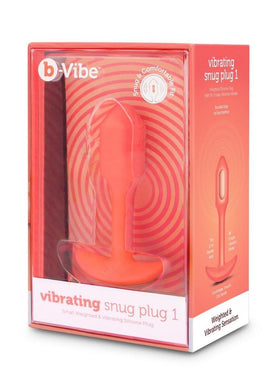 B-Vibe Vibrating Snug Plug Rechargeable Silicone Anal Plug - Orange - Small