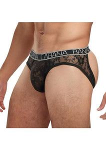 Banana Cabana Lace Nights Open Back Brief - Black - Large/XLarge