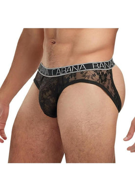 Banana Cabana Lace Nights Open Back Brief - Black - Medium/Small